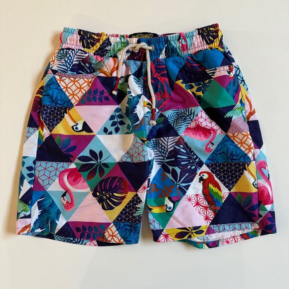 Good Vibes by Drill Clothing Medium Flamingos Tropical Toucan Swim Board Shorts - Picture 1 of 7